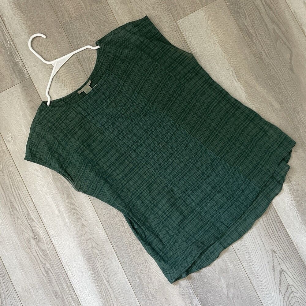 Vintage Plaid Top hawks cotton sleeveless womens Green xsmall minimalist grunge